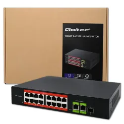 Switch niezarządzalny Qoltec przełącznik sieciowy Fast Ethernet PoE | 16x