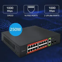Switch niezarządzalny Qoltec przełącznik sieciowy Gigabit Ethernet PoE |