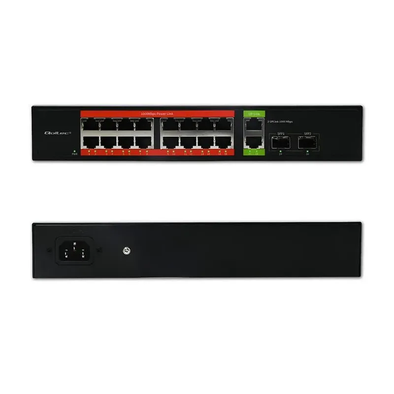 Switch niezarządzalny Qoltec przełącznik sieciowy Gigabit Ethernet PoE |