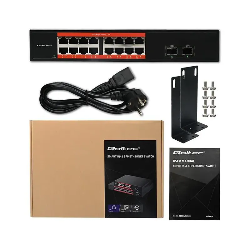 Switch niezarządzalny Qoltec przełącznik sieciowy Gigabit Ethernet | 16x
