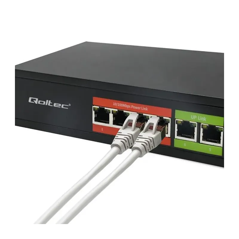 Switch niezarządzalny Qoltec przełącznik sieciowy Fast Ethernet PoE | 4x