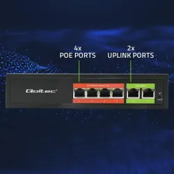 Switch niezarządzalny Qoltec przełącznik sieciowy Fast Ethernet PoE | 4x