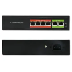 Switch niezarządzalny Qoltec przełącznik sieciowy Fast Ethernet PoE | 4x