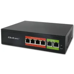 Switch niezarządzalny Qoltec przełącznik sieciowy Fast Ethernet PoE | 4x