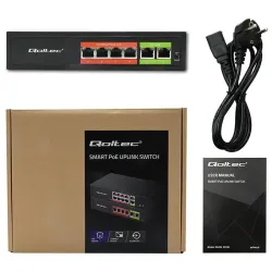 Switch niezarządzalny Qoltec przełącznik sieciowy Fast Ethernet PoE | 4x