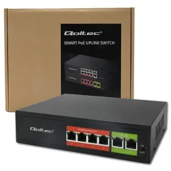 Switch niezarządzalny Qoltec przełącznik sieciowy Fast Ethernet PoE | 4x