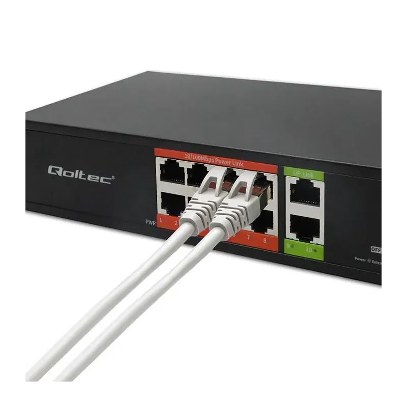 Switch niezarządzalny Qoltec przełącznik sieciowy Fast Ethernet PoE | 8x