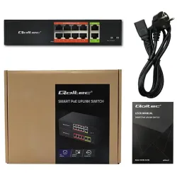 Switch niezarządzalny Qoltec przełącznik sieciowy Fast Ethernet PoE | 8x