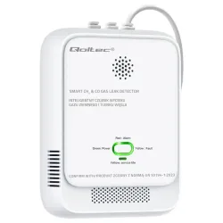 Czujnik wycieku gazu ziemnego i tlenku węgla Qoltec | alarm 85dB | LED