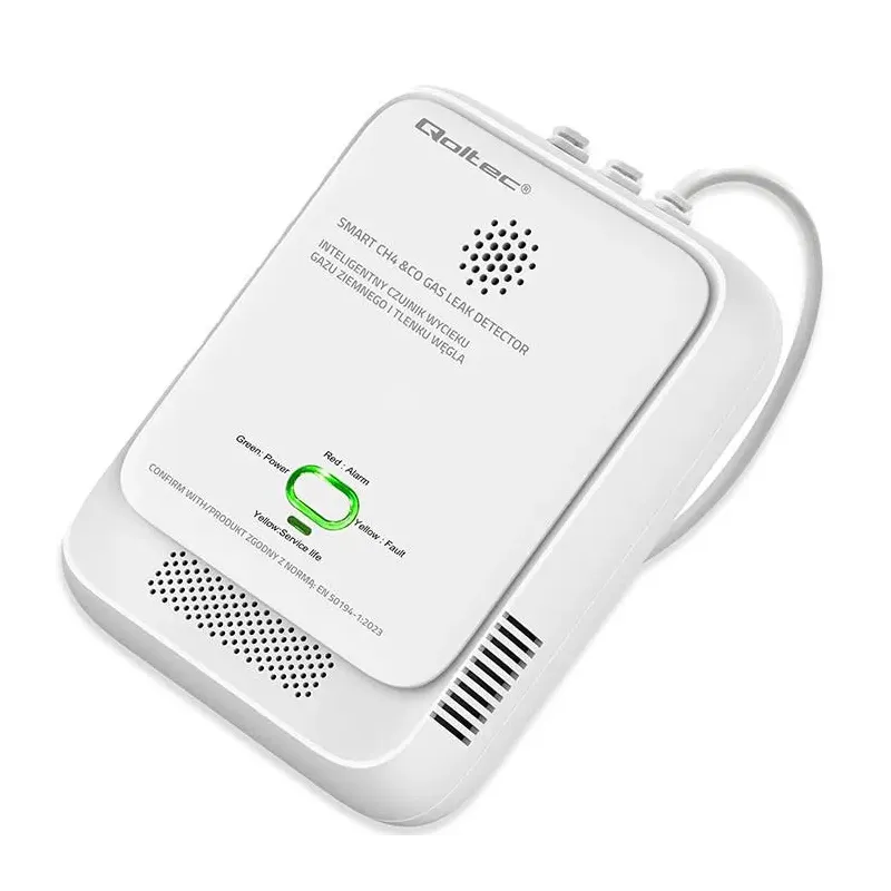 Czujnik wycieku gazu ziemnego i tlenku węgla Qoltec | alarm 85dB | LED