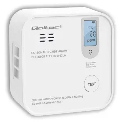 Czujnik tlenku węgla Qoltec z baterią | alarm 85dB | LED