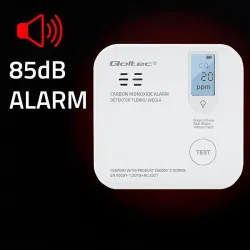 Czujnik tlenku węgla Qoltec z baterią | alarm 85dB | LED