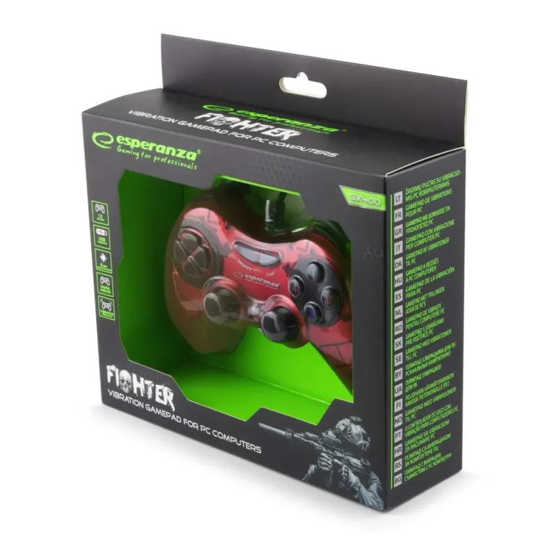 Gamepad PC USB Esperanza "Fighter" czerwony | PartsPC.pl