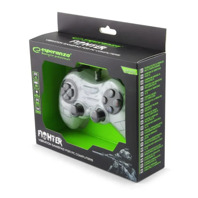 Gamepad PC USB Esperanza "Fighter" biały | PartsPC.pl