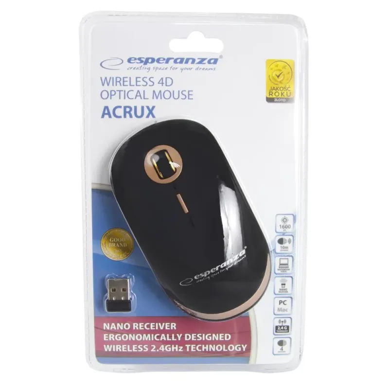 Mysz bezprzewodowa Esperanza EM127 Acrux 2,4GHz 4D optyczna USB