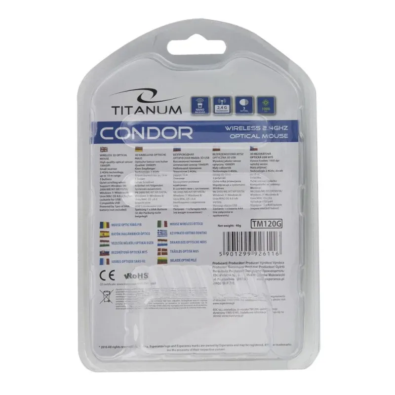 Mysz bezprzewodowa Titanum 3D Condor optyczna 2.4 GHz | PartsPC.pl