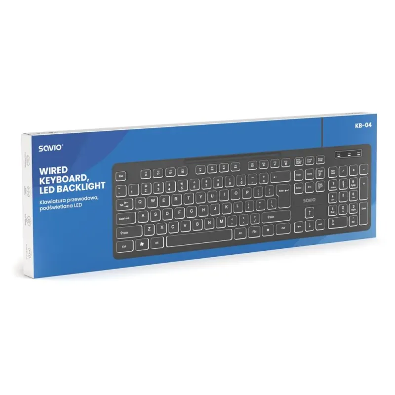 Klawiatura przewodowa SAVIO KB-04 podświetlana LED | PartsPC.pl