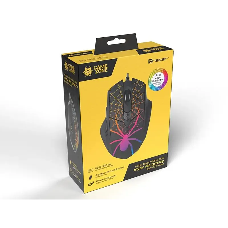 Mysz przewodowa Tracer Black Widow USB optyczna | PartsPC.pl