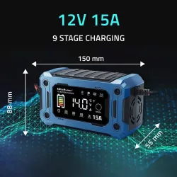 Ładowarka inteligentna Qoltec mikroprocesorowa 12V 15A | Prostownik z