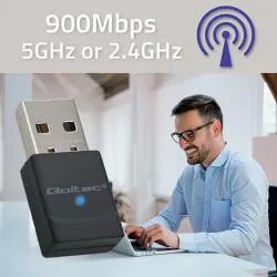 Adapter Wi-Fi Qoltec Bezprzewodowy | Standard AX | Bluetooth 5.4 | USB |