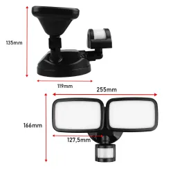 Lampa LED Maclean MCE524 B, z czujnikiem PIR, 20W, 1500lm, IP65, neutral