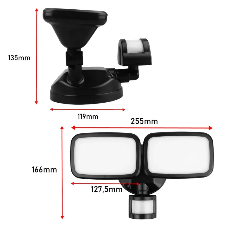 Lampa LED Maclean MCE524 B, z czujnikiem PIR, 20W, 1500lm, IP65, neutral