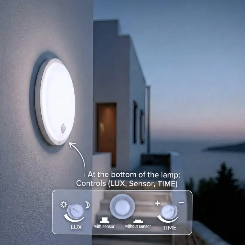 Lampa LED z czujnikiem ruchu Maclean , czujnik PIR, kolor biały, 10W, IP65,