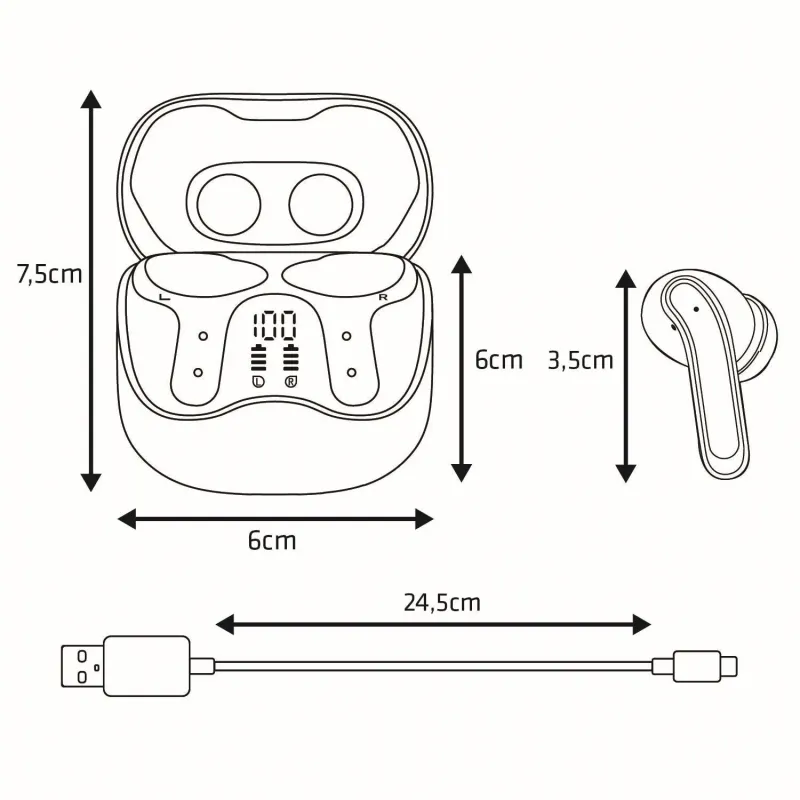 Słuchawki z mikrofonem Audiocore AC591 PRO, bezprzewodowe 6 MIC ANC ENC,