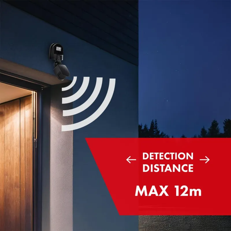 Czujnik ruchu zmierzchu ścienny Maclean MCE25 B/B czarny 180° 1200W