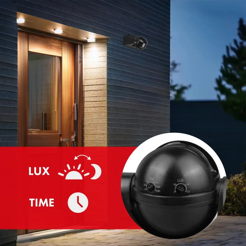 Czujnik ruchu PIR Maclean MCE358 B/B, na podczerwień, IP44, czarny z czarną