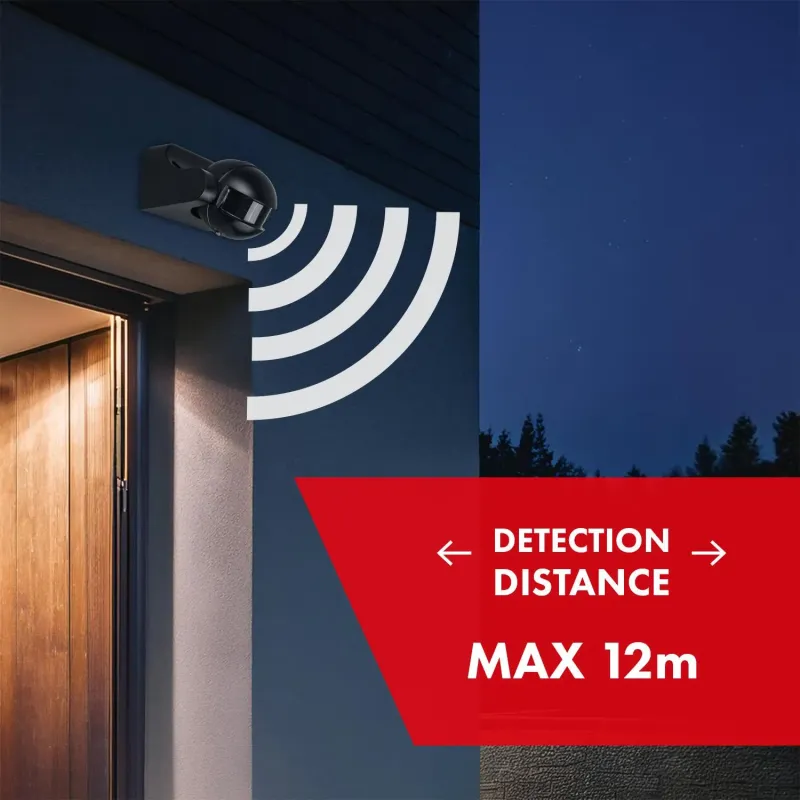 Czujnik ruchu PIR Maclean MCE358 B/B, na podczerwień, IP44, czarny z czarną