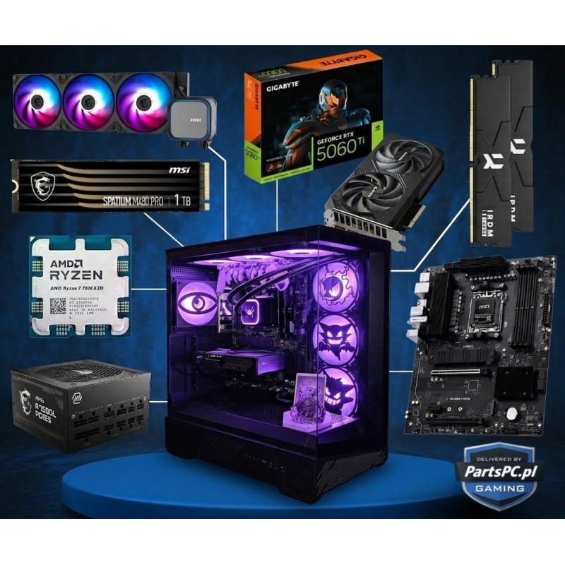 Komputer PartsPC VORTEX X3D | Ryzen 7 7800X3D + RTX 5060 Ti 16GB | PartsPC.pl