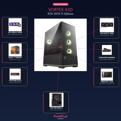 Komputer PartsPC VORTEX X3D | Ryzen 7 7800X3D / RTX 5070 Ti 16GB / 32GB DDR5 / 2TB