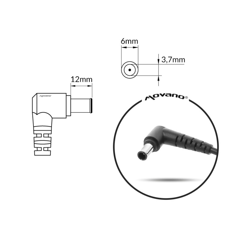 Zasilacz Movano 19.5v 11.8a (6.0x3.7 pin) 230W do Asus