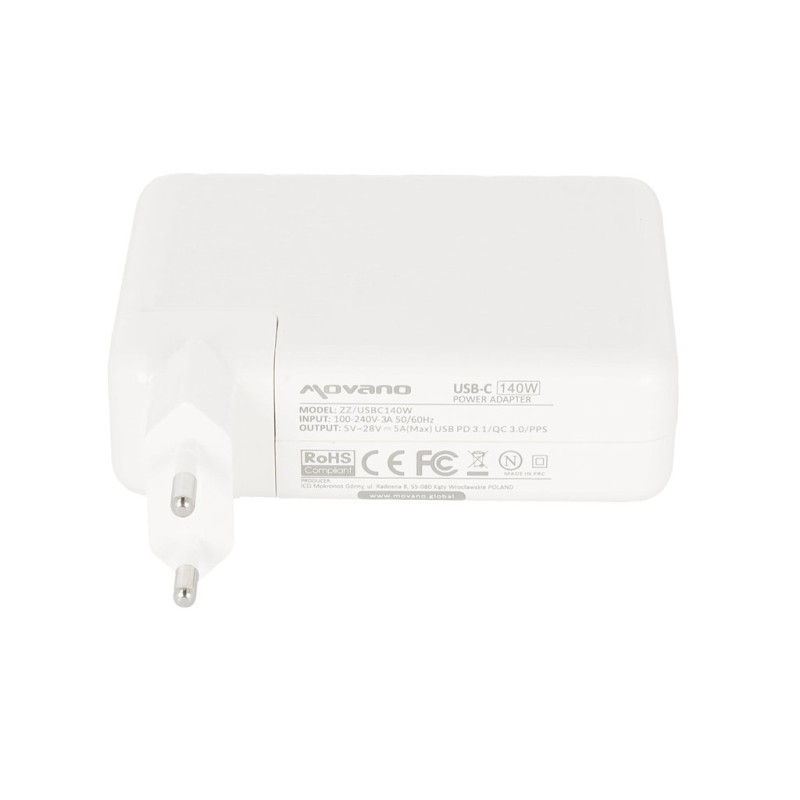 Zasilacz Movano 140W USB type C USB-C (white)