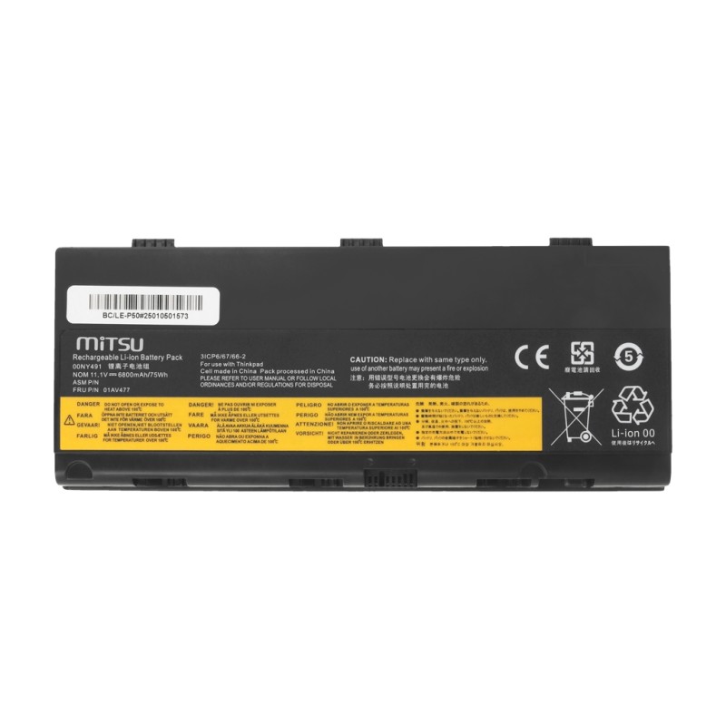 Bateria Mitsu do Lenovo ThinkPad P50, P51, P52