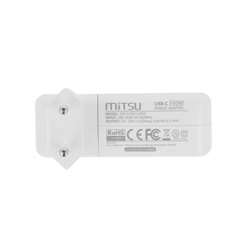 Zasilacz Mitsu 140W USB type C USB-C (white)