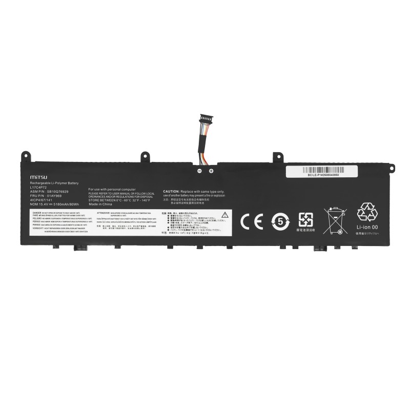 Bateria Mitsu do Lenovo ThinkPad P1, X1 Extreme (Gen 1, 2)