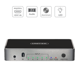Unitek Przełącznik sygnału HDMI 1.4b 5 IN-1 OUT 4K