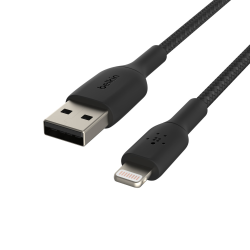 Belkin Kabel USB-A na Lightning, w oplocie, 0,15 m, czarny | PartsPC.pl