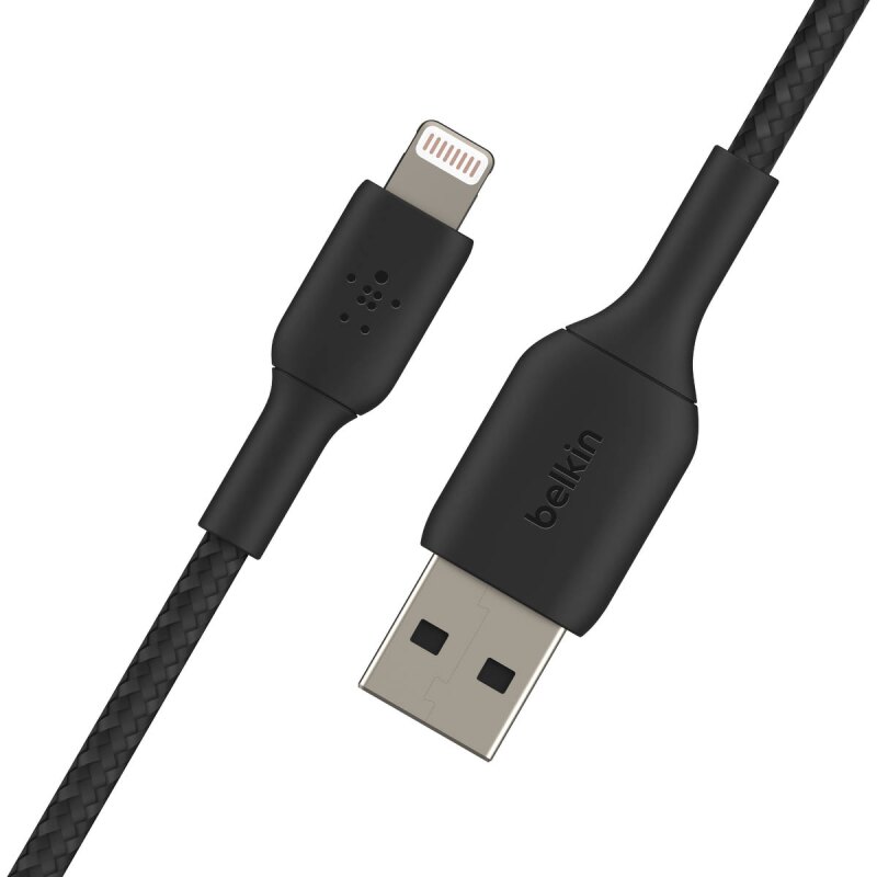 Belkin Kabel USB-A na Lightning, w oplocie, 0,15 m, czarny | PartsPC.pl