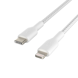 Belkin Kabel USB-C na Lightning, w oplocie, 1 m, biały