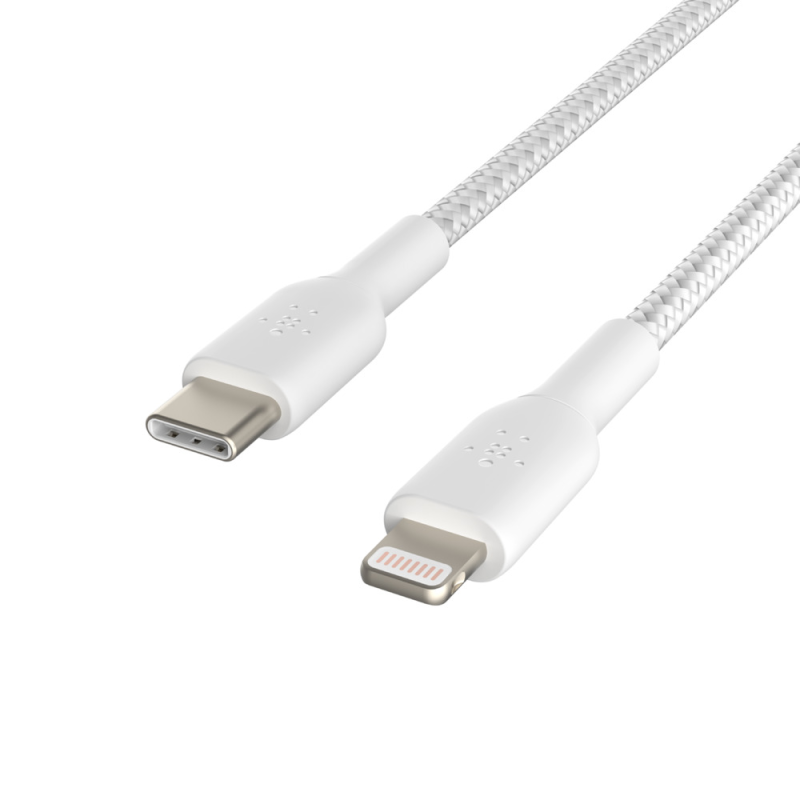 Belkin Kabel USB-C na Lightning, w oplocie, 2m, biały