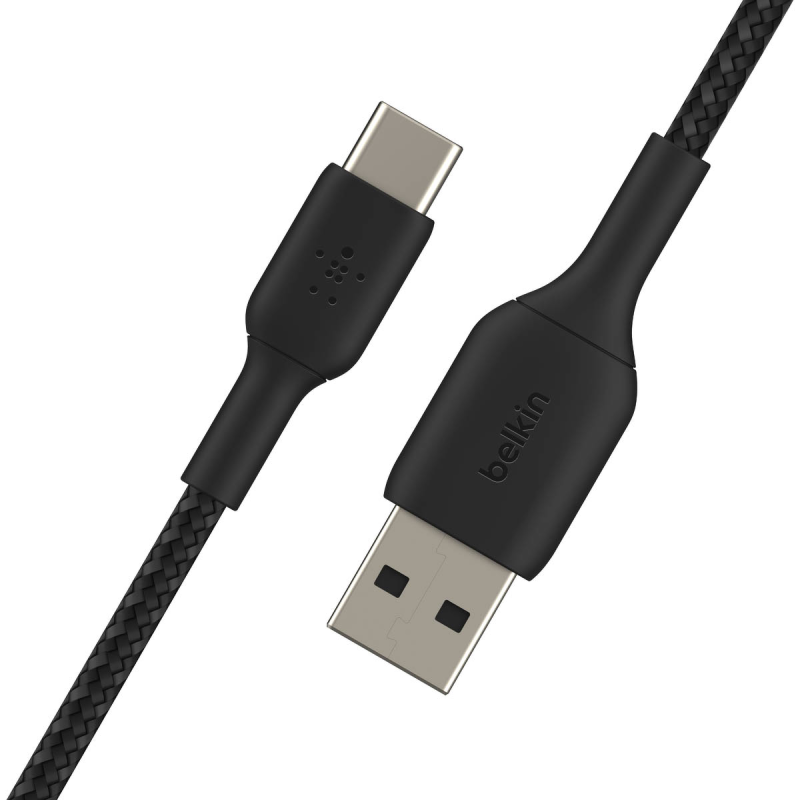 Belkin Kabel USB-A na USB-C, w oplocie, 0,15m, czarny