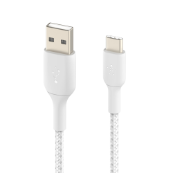 Belkin Kabel USB-A na USB-C, w oplocie, 0,15m, biały