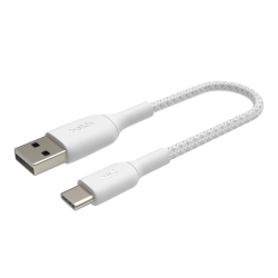Belkin Kabel USB-A na USB-C, w oplocie, 0,15m, biały