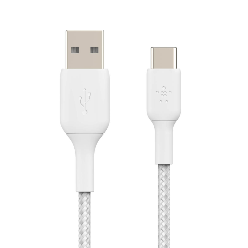 Belkin Kabel USB-A na USB-C, w oplocie, 1m, biały