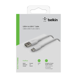 Belkin Kabel USB-A na USB-C, w oplocie, 1m, biały