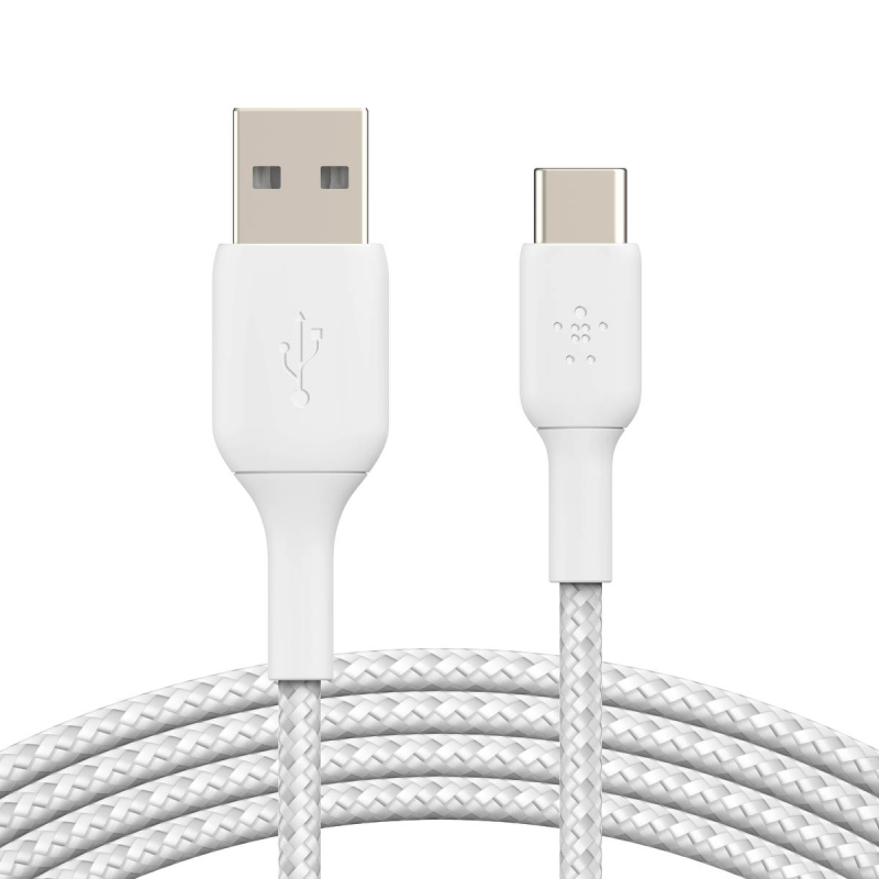 Belkin Kabel USB-A na USB-C, w oplocie, 2m, biały