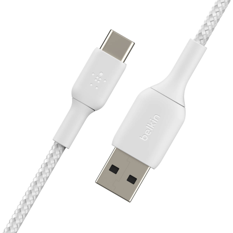 Belkin Kabel USB-A na USB-C, w oplocie, 2m, biały